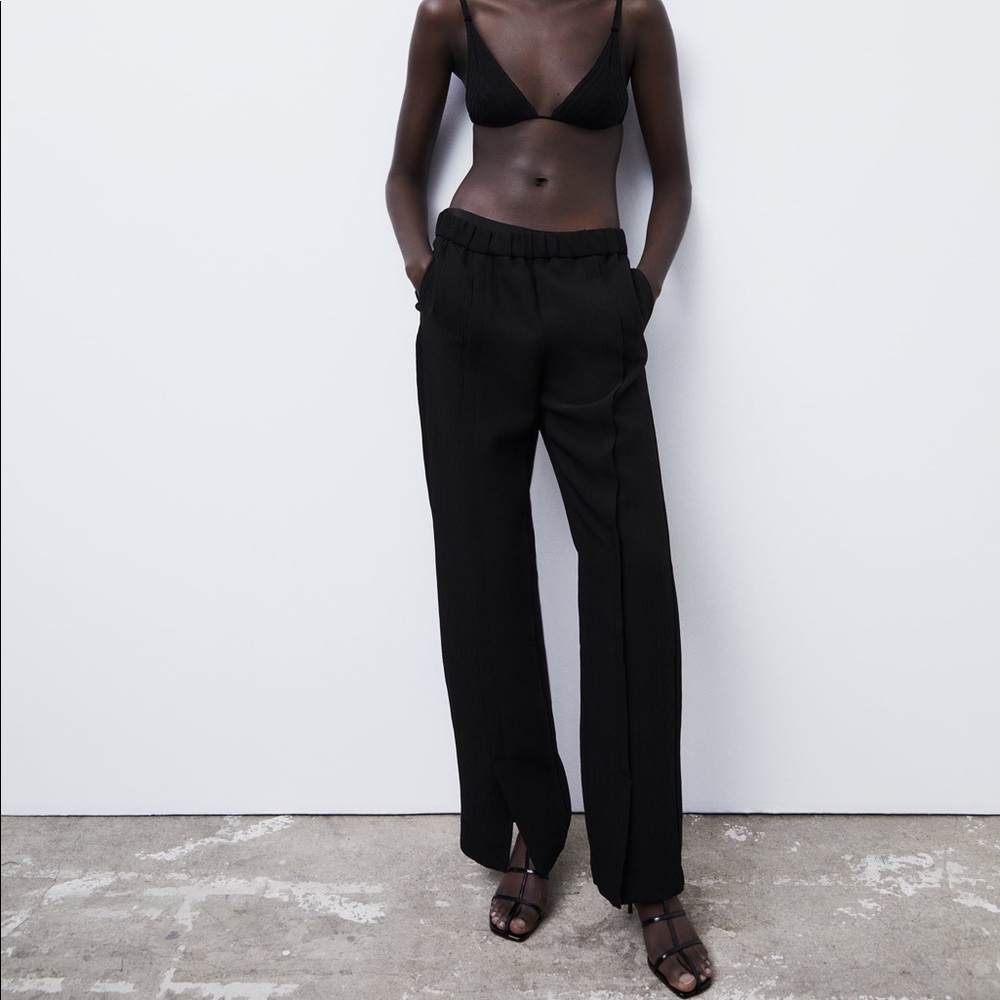 Zara High Waist Split Hem Wide Leg Pant Size S